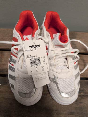 Joggesko, adidas, hvit m/ røde striper( ubrukt) str.36.2/3